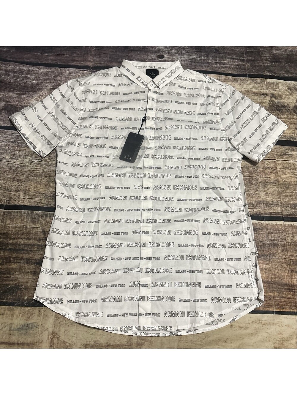 Armani Exchange Shirt Mens Medium Slim Fit All Over Print Cotton